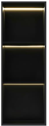 Nicho de pared de acero inoxidable con luz LED, nicho de ducha de 3 niveles, nicho de ducha empotrado con estante, estante de ducha empotrado para baño, cocina, inodoro (negro, 33,3 x 94,2 cm LED)