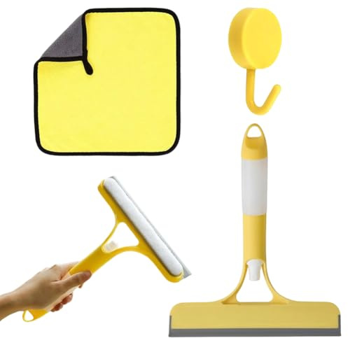 Window Squeegee,3 In 1 Window Cleaning Scraper, Multi-Functional Spray Window Squeegee Cleaner With Spray Bottle Cleaning Cloths Hook,Cleaning Tool For Home Car Kitchen Bathrooms
