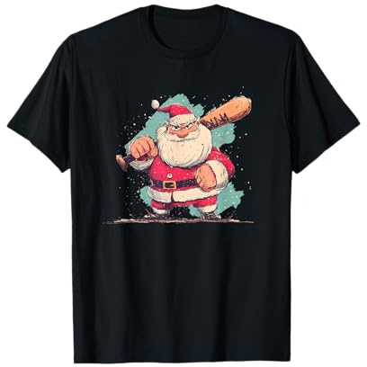 Joli Motif de Père Noël de Baseball pour Une Nuit de Noël Amusante T-Shirt