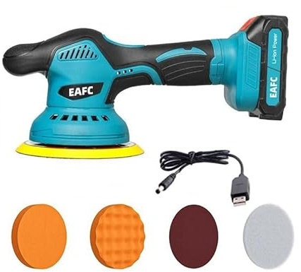 EAFCAuto 21V Pulidora de coche inalámbrica con pantalla digital de 6 velocidades, pulidora eléctrica, pulidora inalámbrica, máquina de encerado para limpieza y reparación de carrocerías,con baterías
