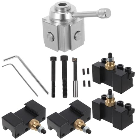 Set di 8 Portautensili a Cambio Rapido per Mini Tornio | Lega di Alluminio, Posizionamento Preciso, Compatibilità Ampia, Officina per Lavorazioni Metalliche