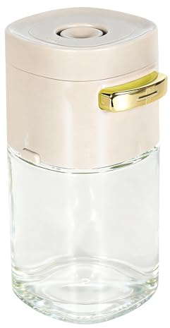 PISEMUAK Sugar and Salt Container 6oz/180ml, Airtight Seasoning Dispenser with Measured Pour, Small Clear Spice Container for Kitchen Counter, Portion Control Jar for Salt Pepper Sugar (White)