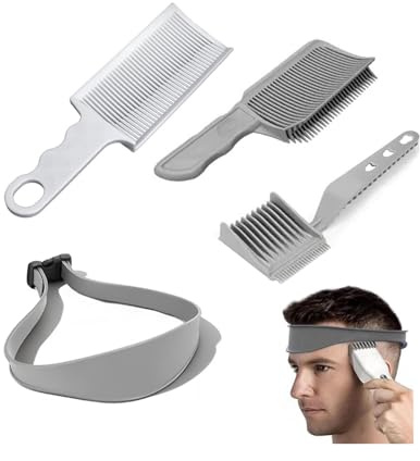 4 Stück Haarschneide Hilfe Haarschneide Schablone Haarschneidekamm für Männer Set Haarschneide Schablone Silicone Barber Kamm Verstellbare Haarschneidehilfe für Haare Selber Schneiden Haare