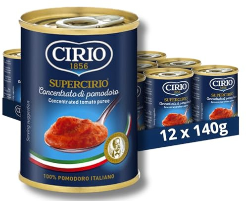 CIRIO Supercirio, Double Concentrated Tomato Purée, Tomato Paste, Italian, Tinned, Canned, 140g (Pack of 12)