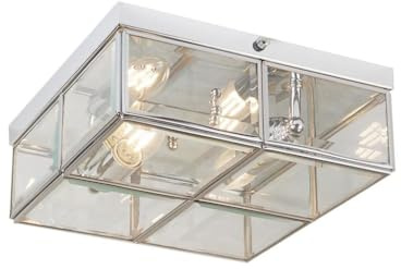 Licht-Erlebnisse Deckenleuchte in Chrom Bauhaus Design 2xE14 bis zu 40 Watt 230V aus Metall & Glas Schlafzimmer Küche Esszimmer Lampe Leuchten Beleuchtung