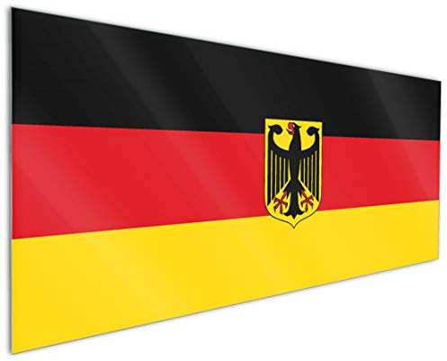 Wallario Küchenrückwand aus Glas 125 x 50 cm, Motiv: Deutsche Flagge mit Wappen | Spritzschutz abwischbar & pflegeleicht