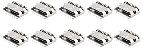 Futheda Lot de 10 Connecteurs Micro USB Type B Femelle, 180 degrés, 5 Broches SMD SMT à souder pour téléphone