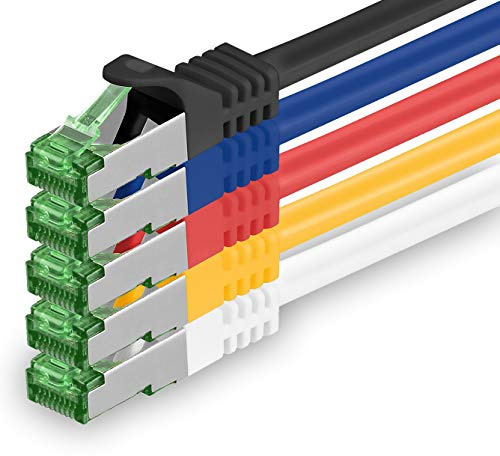 1aTTack.de Câble Réseau Cat7 Cat 7 10 GB/s - 5x 2m - RJ45 Ethernet LAN DSL Routeur Modem - 5 couleurs 03