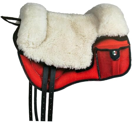PIONEER Reitsattel aus widerstandsfähigem und atmungsaktivem Air Mesh für Natural Horsemanship, Made in Italy mit Woll-Sattelsitz, Bareback 60x45cm mit Neoprengurt - Blau