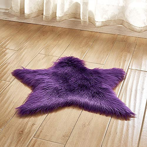YLXD Faux Lammfell Schaffell Teppich, Hochflor Rug, Kunstfell Dekofell in Super Weich Lammfellimitat Teppich Longhair Fell Optik Nachahmung Wolle Bettvorleger Sofa Matte(60cm Sternform)