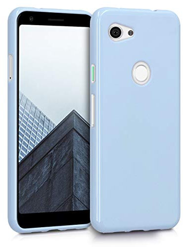 kwmobile Case Compatible with Google Pixel 3a Case - Soft Slim Protective TPU Silicone Cover - Light Blue Matte