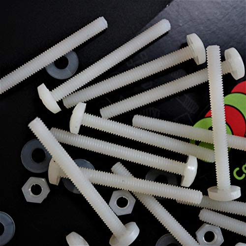 50 x Testa Bombata in Nylon, viti testate a croce in plastica per macchine, M4 x 40mm, Bulloni in Plastica, Dadi & Rondelle