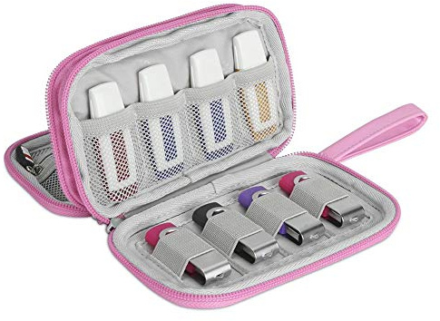 BUBM USB Flash Drive Case,Portable Waterproof Electronic Accessories Bag for USB Flash Drives,SD Cards,Earphone and Other Small Accessories,Pink