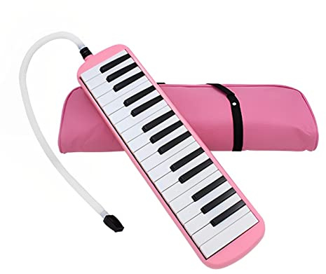Vilihy Melodica Pianica Pianica mit 32 Tasten, tragbar, mit Tragetasche, kurze und lange Mundstücke für Anfänger und Kinder, Geschenk (Pink)