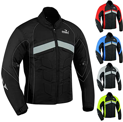 Dimex Mens Motorcycle Waterproof Cordura Textile Jacket Motorbike CE Armours (L, All Black)