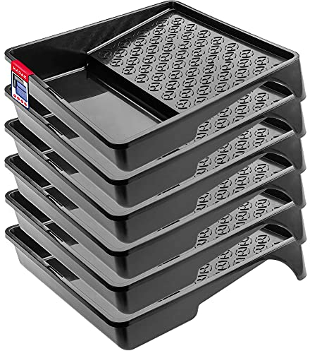 Bac à Peinture KADAX, bac à Peinture en Plastique, bac à Peinture pour Peintres avec poignée Pratique, Grand bac à Peinture, Accessoires de Light Painting, Fournitures de Peinture (6, Noir)