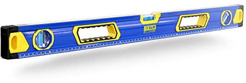S&R Aluminium Wasserwaage - magnetisch mit 3 stoßfesten Libellen: Waagerechte/Senkrechte / 45 Grad, gut lesbare cm Skala, 0,5 mm/m präzise Genauigkeitsklasse 1, Anti-Stoß-Endkappen (80 cm)