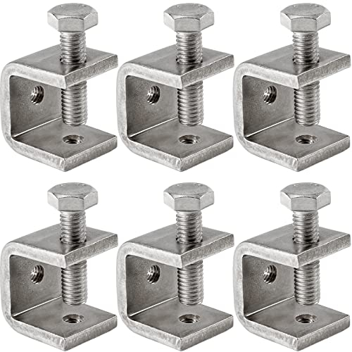 WEKBOSS Small C Clamps for Woodworking 21MM, Heavy Duty Stainless Steel Welding Clamps, Universal Metal Desk Clip Set for Mounting, with Wide Jaw Opening & Adjustable Screw(6PCS)