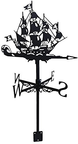 ZGJYSP Girouette de Bateau à Voile rétro de 62 cm avec Support de Montage - Girouette en métal montée sur Le Toit pour abris de Jardin, Garage, coupole, abri de Jardin et Gazebo (B)