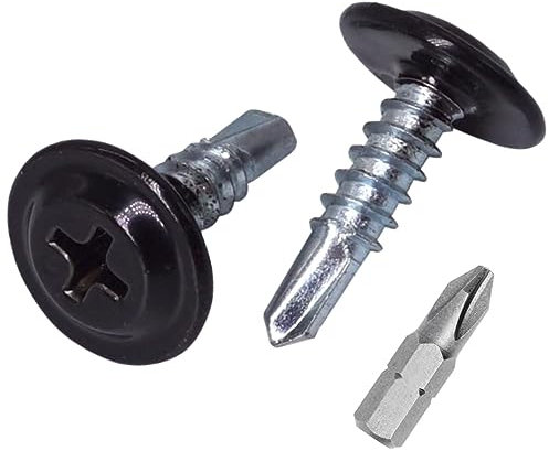 SKIR'CO - Tornillos autoperforantes (150 unidades, 4,2 x 16 mm, cabeza de armadura modificada Phillips, tornillo de chapa metálica, cabeza de oblea (150, negro azabache RAL 9005)