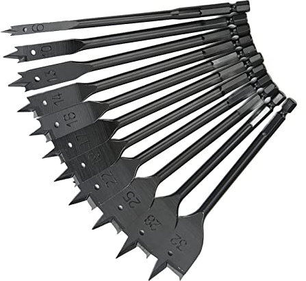 Hard Series Spade Bit, High Carbon Steel More Cutting Edges Hexagonal Shank Flat Drill Cutting Effortlessly Excellent Hardness HRC55-HRC60 for Working