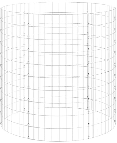 vidaXL Planteringsgabion upphöjd rund galvaniserat stål Ø100x100 cm, skanskorg, gabionvägg, gabion vägg, skanskorgar, gabionväggar, gabion väggar