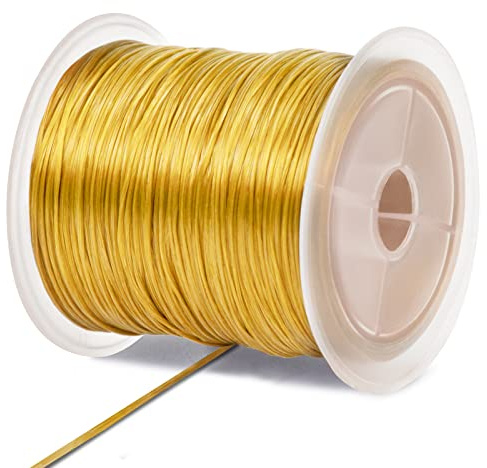 LEREATI Filo Elastico per Braccialetti, Filo Nylon per Braccialetti Fili di Plastica Cordoncino Cordino Elastico per Braccialetti, Perline, Collane, Fai da Te Artigianali (Oro)