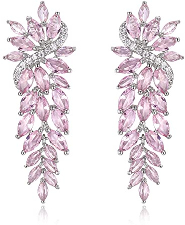 Clearine Bridal Long Drop Earrings Marquise Cluster Dangle Earrings for Women Bridesmaid Wedding Guest