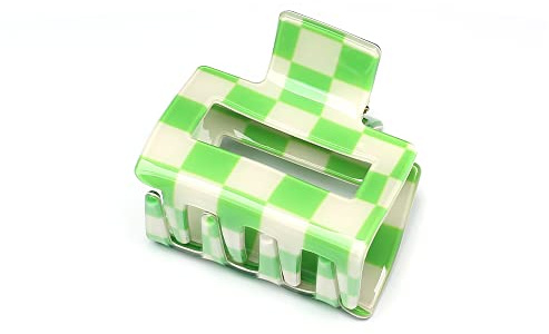 QinGoo Mittelgroß Schachbrett Haarklammer Klauen Haarspange Damen Haarschmuck Haar-Accessoire 1 stück, 5.2cm, Grün