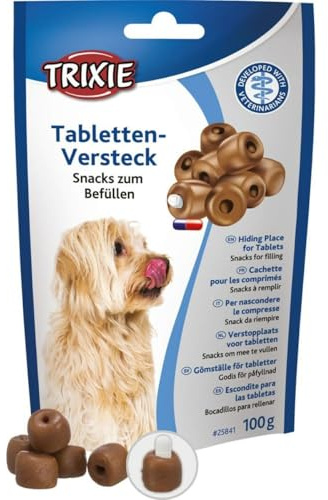 Trixie Tabletten-Versteck für Hunde | 100 g | Ergänzungsfuttermittel für Hunde | Kann die Gabe von Medikamenten erleichtern | Öffnung für Tabletten | Gut verformbar