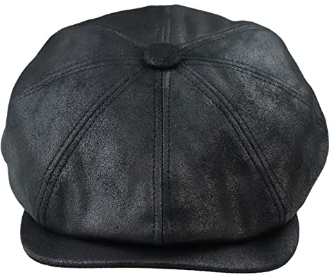 TruClothing.com Herren 8 Panel Razor Baker Boy Hut PU Leder Blinders Newsboy Schiebermütze