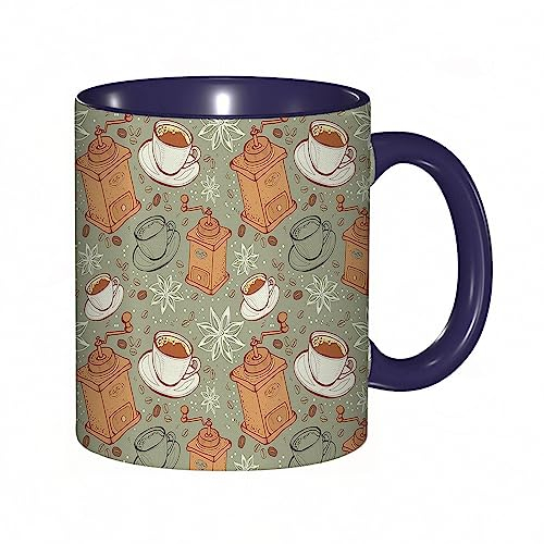 RFSHOP Tazza da caffè vintage per macchina da caffè espresso retrò stile scarabocchiare in frassino, tazza da tè in ceramica con manico, per casa, ufficio, Natale, compleanno