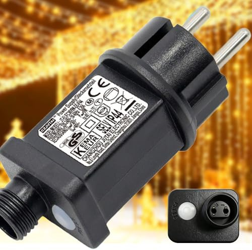 yowin Netzteil Lichterkette 24V AC 6W Lichterkette Stecker mit 8 Modi | Timer/Speicherfunktion, Stecker Lichterketten Ersatz IP44 Lichterketten Adapter für Innen Außen Weihnachtsbeleuchtung