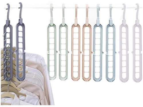 Eruceky 10 Perchas 9 en 1, Ahorro de Espacio, giratorias 360ºperchas, Ahorro de Espacio, Organizador para Colgar armarios, 5 Colores