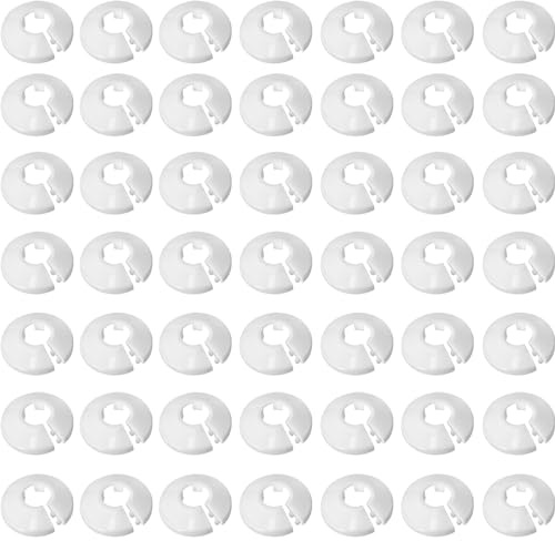 50 Stück Heizungsrohr Rosetten, Rohrabdeckung Klapprosette Rohrmanschette Abdeckung Rohrschellen Heizkörperrosette Heizungsrohr Kunststoff Heizkörperrosetten für 16 mm Durchmesser Rohr (Weiß)