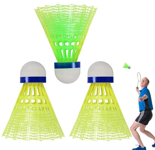 AALLYN Nachtleuchtende Badmintonbälle, beleuchteter Badmintonkopf - Nachtleuchtender Federball, bunter Schaumstoffball - Leuchtende Federbälle für Kinder, Badminton-Nachttrainingsball,