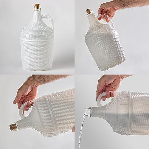 Lot de 3 Bouteille Bonbonne Dame-Jeanne Bidon Carafe en Verre Avec Revêtement en Plastique Dur 5 Litres