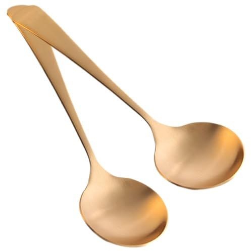 ABOOFAN Cuillères En Cuivre Pur Lot De 2 Cuillères À Bouillie Et À Soupe Ustensiles De Cuisine Pour Servir Le Riz Lavables Au Lave-Vaisselle 16.40 cm