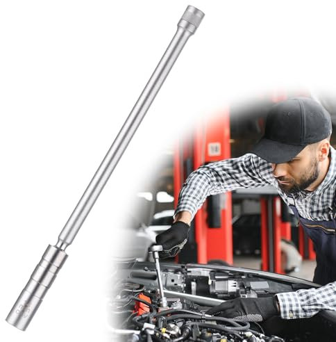 Zocipro Long Rod 14mm Spark Plug Socket, Thin Wall Universal Joint Spark Plug Wrench, 3/8 12 Point Magnetic Spark Plug Socket, Car Repair Spark Plug Removal Tool