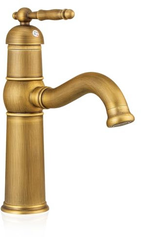 Wasserhahn Bad Waschtischarmatur Retro Antik Stil Messing Einhebel Mischbatterie Waschbecken Armatur, Badarmatur Waschtischbatterie Badezimmer, Bronze