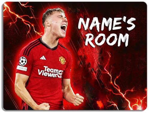 Personalised Hojlund Bedroom Door Sign Football Legend Room Name Plaque Children's Boys Manchester Football Player Kids Birthday Gift NLD80
