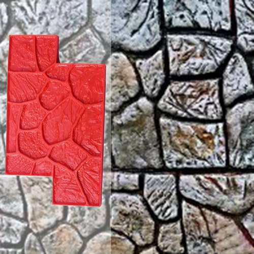 Jievmrs Beton Schablonen 50 X 35 cm Große Stempelmatte für Steinfliesen, Druckwerkzeuge für Realistische Betonstempelformen, Kleine Granitstrukturform für Zementwege