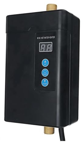 LIBODD Electric Water Heater 4000W Tankless Instant Hot Water Heater Shower Faucet Tap Thermostat Heating(Black)