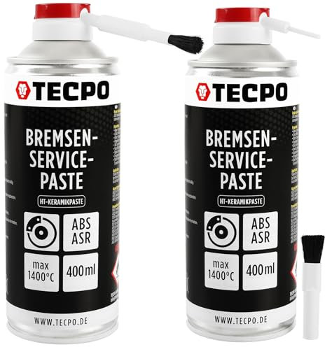 TECPO Hochtemperatur Multimontagepaste, 2X 400ml Hochbelastbarer Dauerschmierstoff für die Bremsscheiben Bremsenpaste Anti-Quietsch-Paste Bremsen Schmierpaste Keramikpaste Kupferpaste