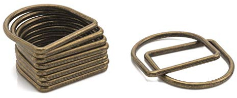 Welded Metal D Rings | 40mm Bronze Heavy-Duty Fastener Buckles for Webbing Straps, Handbags, Pet Collars, DIY Crafts Fashion Accessories | Durable Secure Loop Clasps for Repairs Sewing (20pcs)