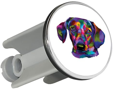 Huuraa Waschbeckenstöpsel Dackel Colorful Geschenk | Universal Stopfen 4cm höhenverstellbar Abflussstopfen Geschenkidee Stöpsel mit Motiv für das Waschbecken