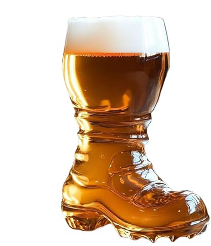 Uonguon Taza de vidrio con diseño de bota de cerveza, vaso de cerveza transparente reutilizable y resistente, divertida decoración temática de taberna, 7.8 x 3.94 pulgadas para el hogar, bar y