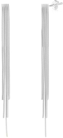 KISSPAT Pendientes Borla Largos Plateado Múltiples Franjas