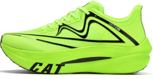 Men's Marathon Running Shoes Dual Carbon Plates & Dual Midsole Women's Fashion Workout Shoes, White/Lemon Yellow/Green, 7 UK