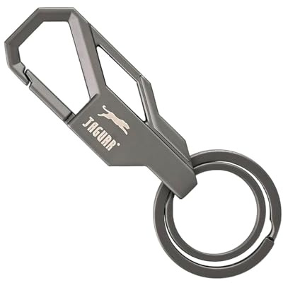 JAGUAR Llavero de metal con mosquetón, 6,5 cm, diseño elegante, Gun Metal
